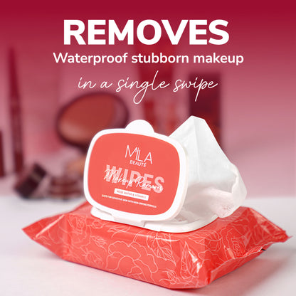 Mila Beauté Makeup Remover Wipes Hydrating & Refreshing With Rosewater & Vitamin E - 25 Wipes