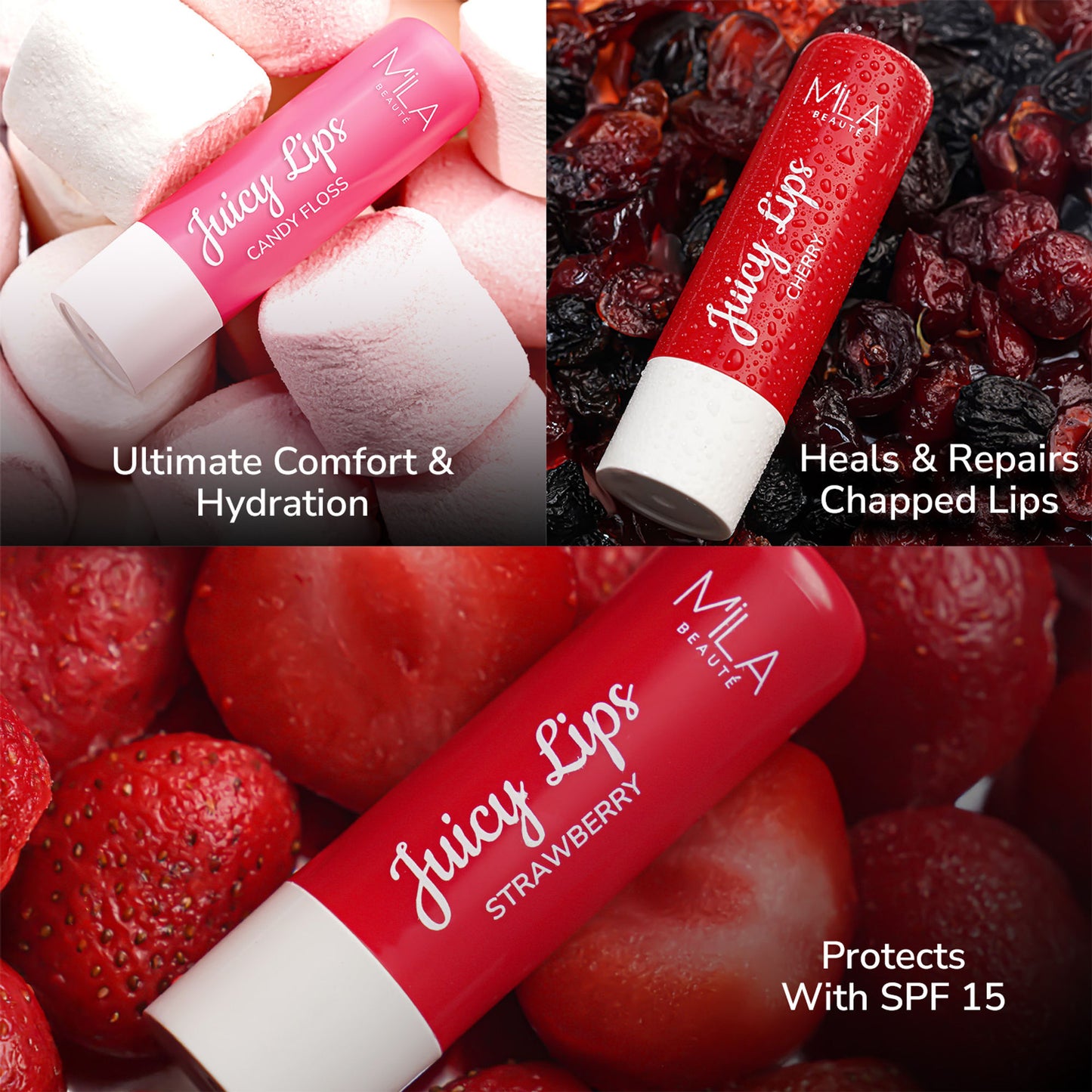 Mila Beauté Tinted Juicy Lip Balms Pack Of 3