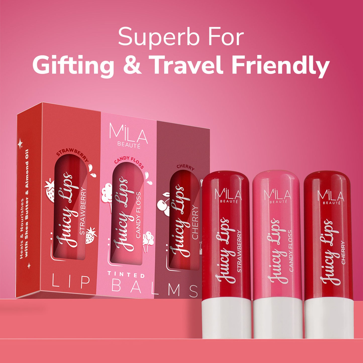 Mila Beauté Tinted Juicy Lip Balms Pack Of 3