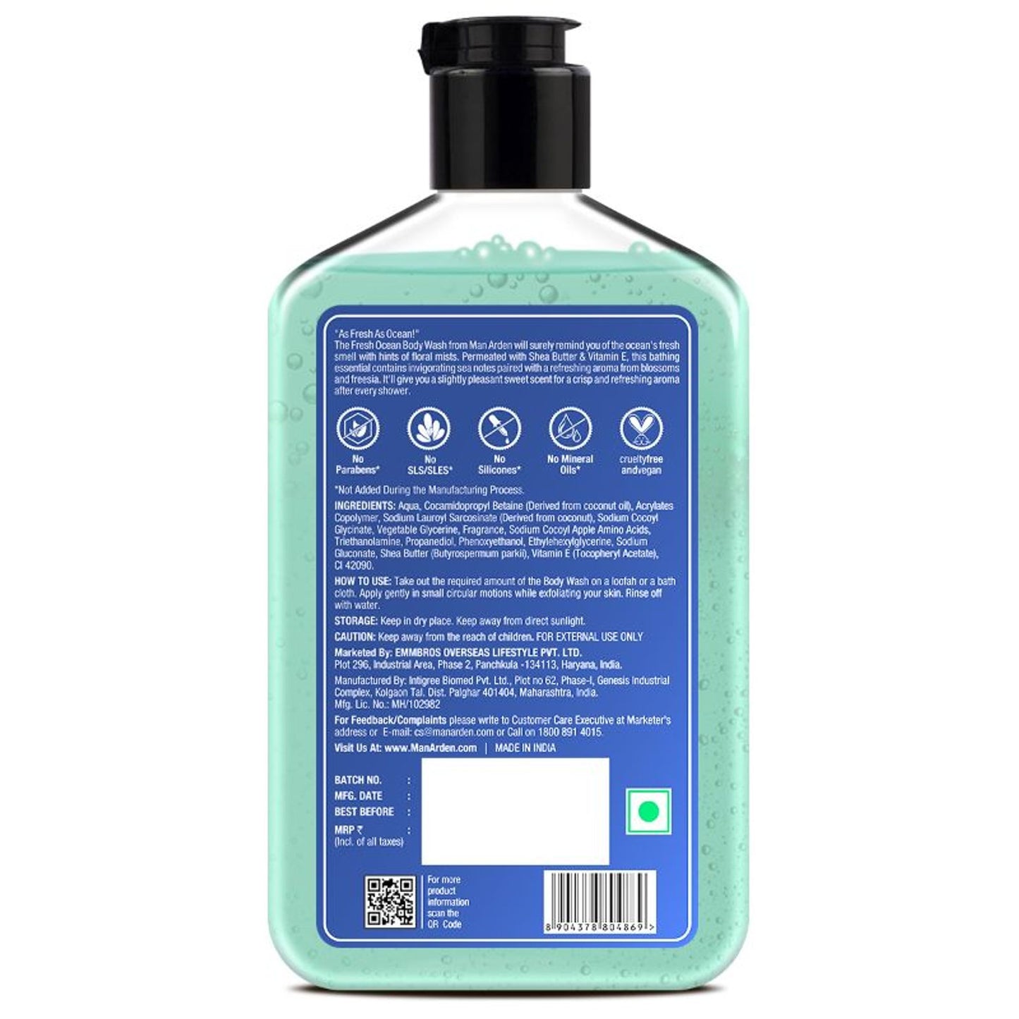 Man Arden Fresh Ocean Luxury Body Wash Infused With Shea Butter & Vitamin E
