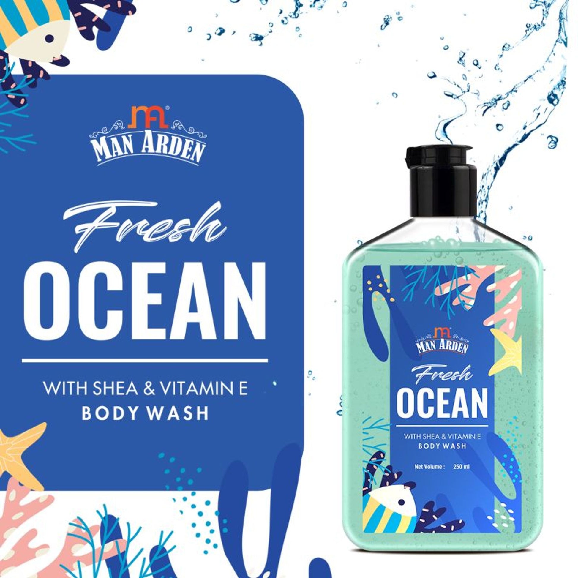 Man Arden Fresh Ocean Luxury Body Wash Infused With Shea Butter & Vitamin E