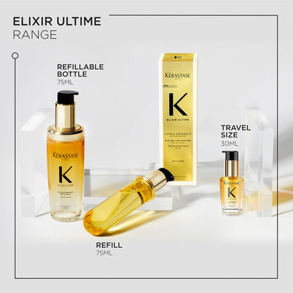 Kérastase Elixir Ultime Hair Oil-In-Serum Refill, 2X Shinier Hair, 96H Anti-Frizz Action