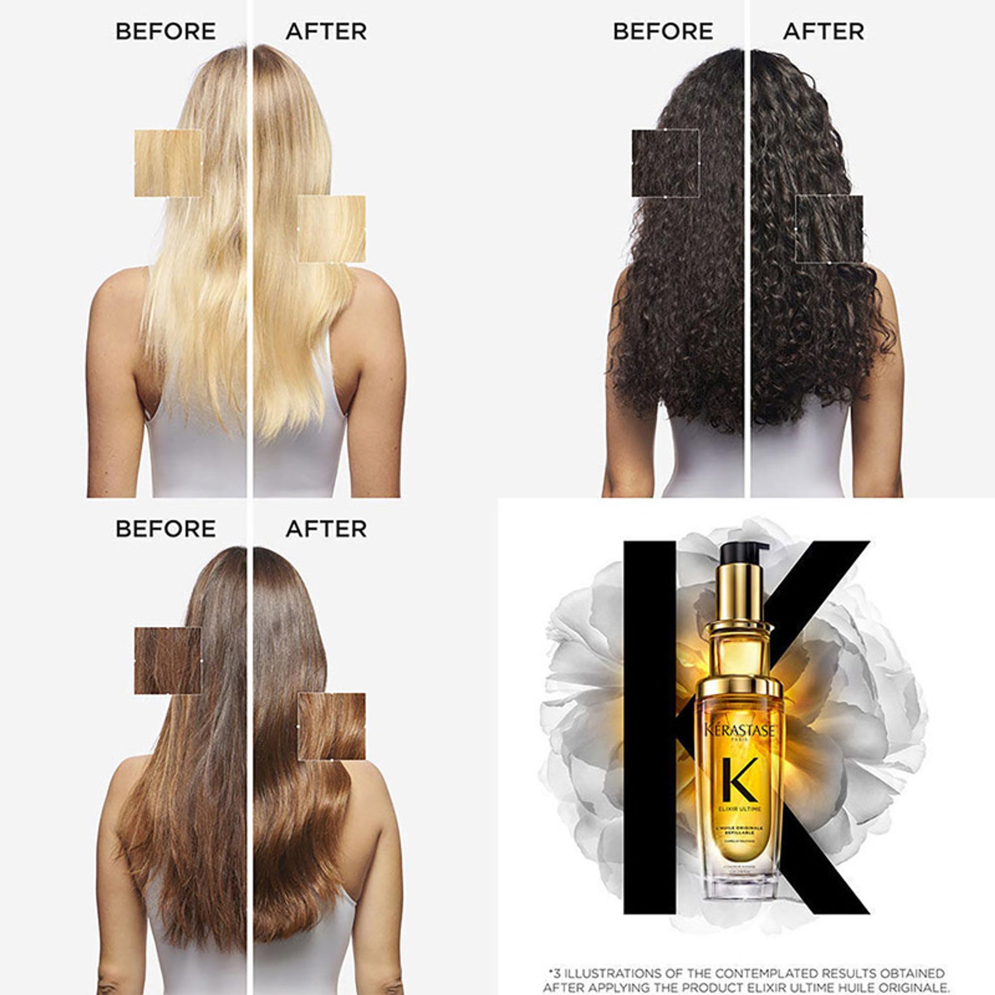 Kérastase Elixir Ultime Hair Oil-In-Serum Refill, 2X Shinier Hair, 96H Anti-Frizz Action