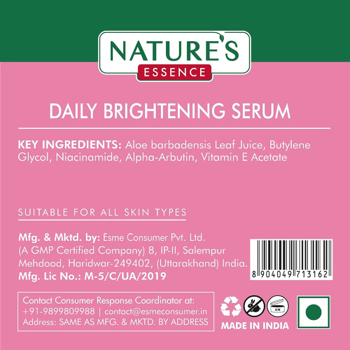 Nature's Essence Facialist Daily Brightening Serum with 2% Alpha Arbutin
