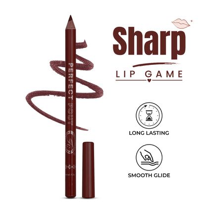 FASHION COLOUR Perfect Pout Matte Lipliner in Burgundy, showing the sleek, deep burgundy lipliner pencil on a neutral background.