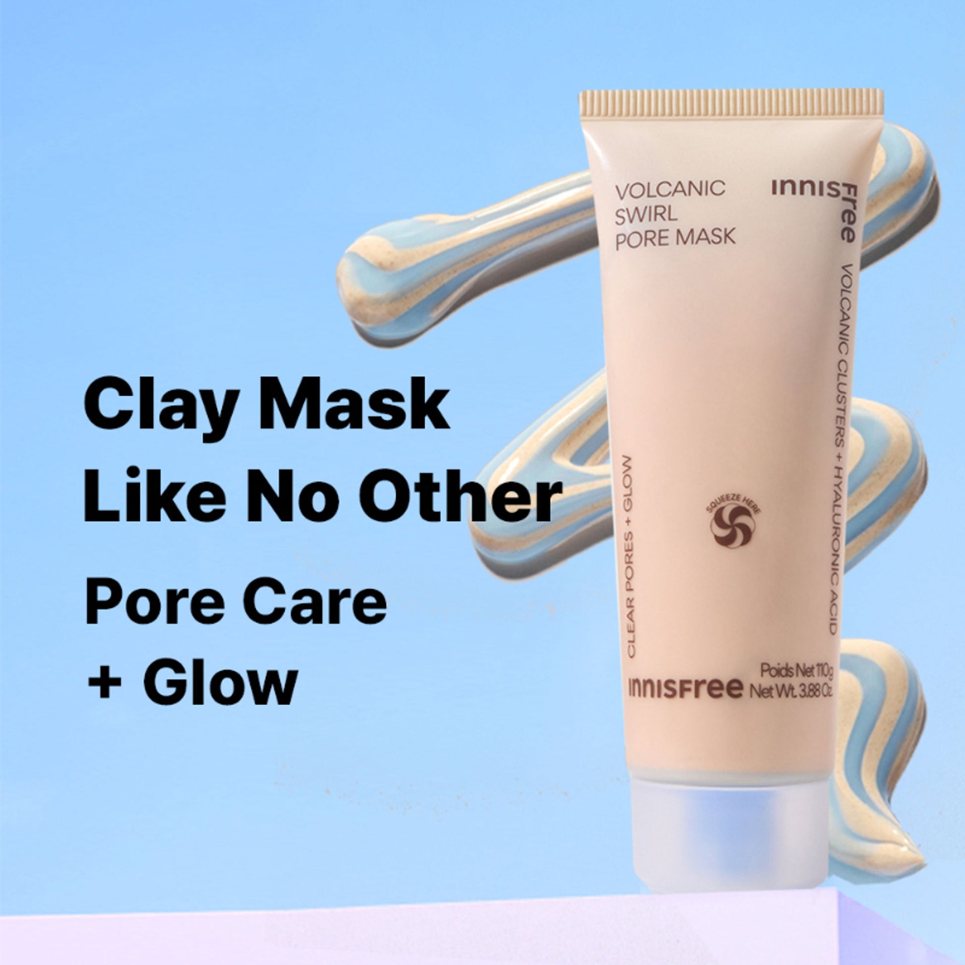 Innisfree Volcanic Swirl Pore Dual Clay Mask,Daily Pore Care,Hydrating, Oil Control, Glass Skin