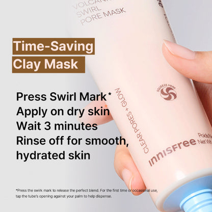 Innisfree Volcanic Swirl Pore Dual Clay Mask,Daily Pore Care,Hydrating, Oil Control, Glass Skin