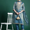 Indyancart IE Women Ethnic Motifs Embroidered Regular Kurta with Trousers & With Dupatta