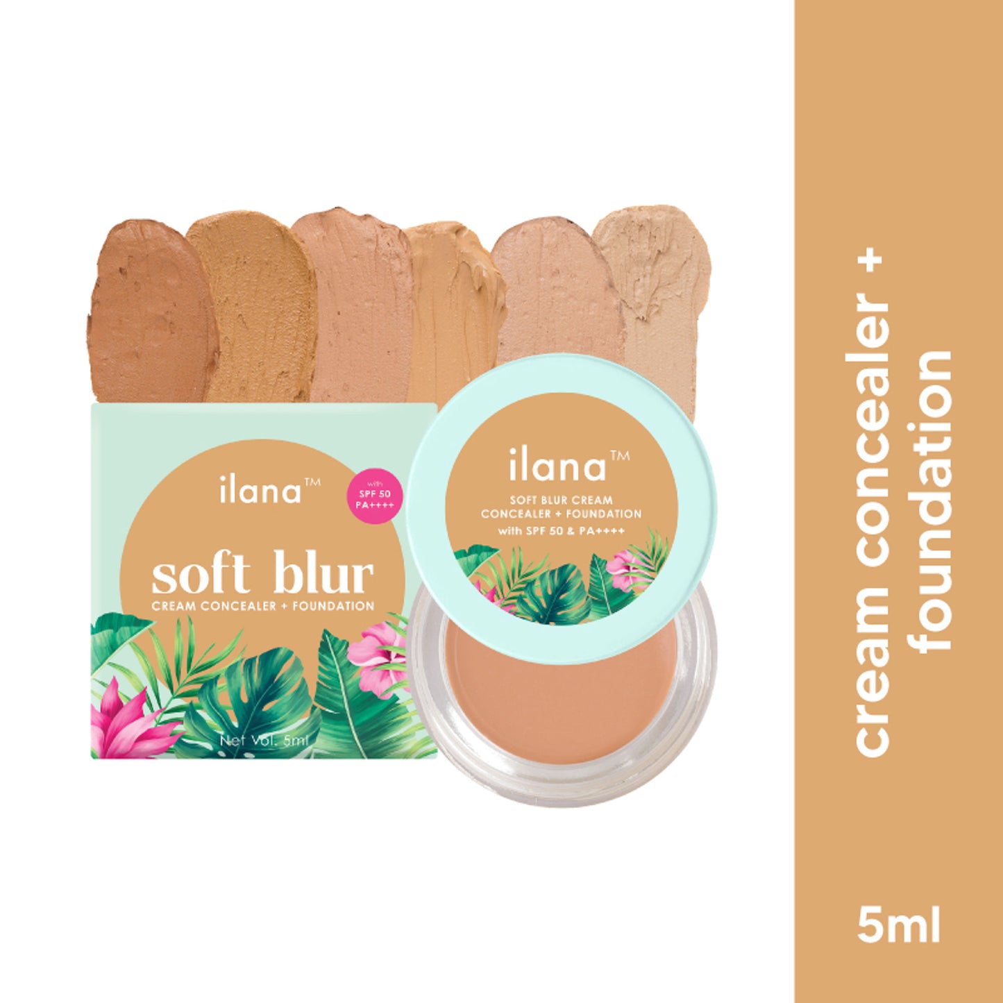 Ilana Soft Blur Cream Concealer & Foundation with SPF 50 - coconut