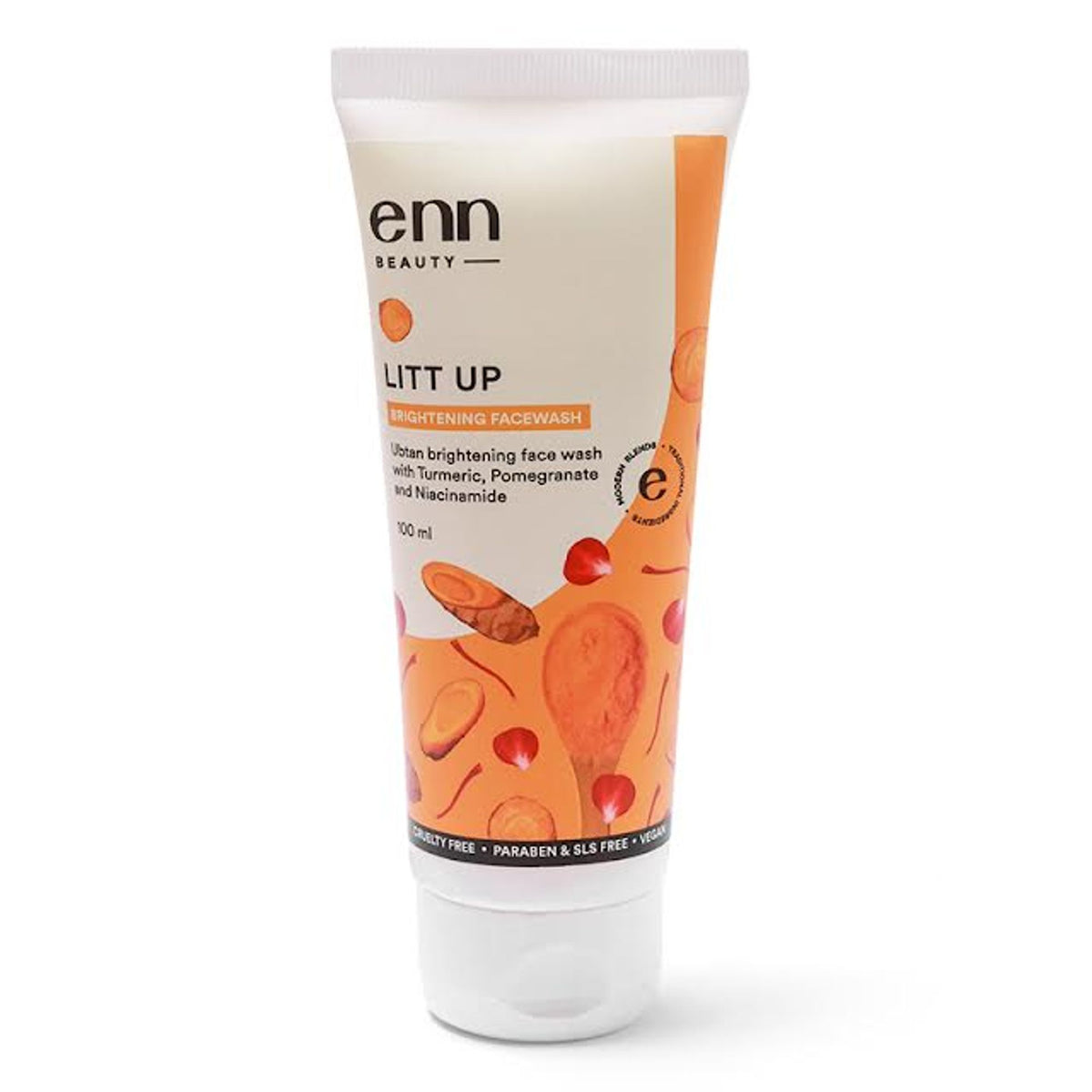 ENN Litt Up Ubtan Face Wash for brightening and tan removal, featuring natural ingredients in a sleek bottle.