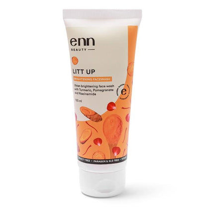 ENN Litt Up Ubtan Face Wash for brightening and tan removal, featuring natural ingredients in a sleek bottle.