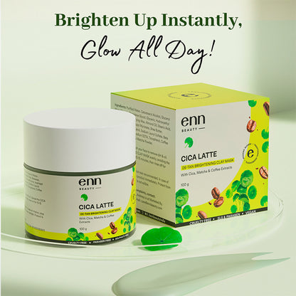 ENN Cica Latte De-Tan Clay Mask with Matcha, Coffee & Cica for Brightening & Oil Control