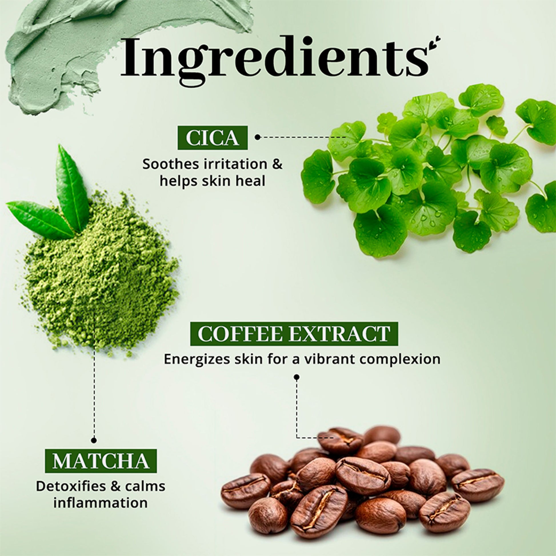 ENN Cica Latte De-Tan Clay Mask with Matcha, Coffee & Cica for Brightening & Oil Control