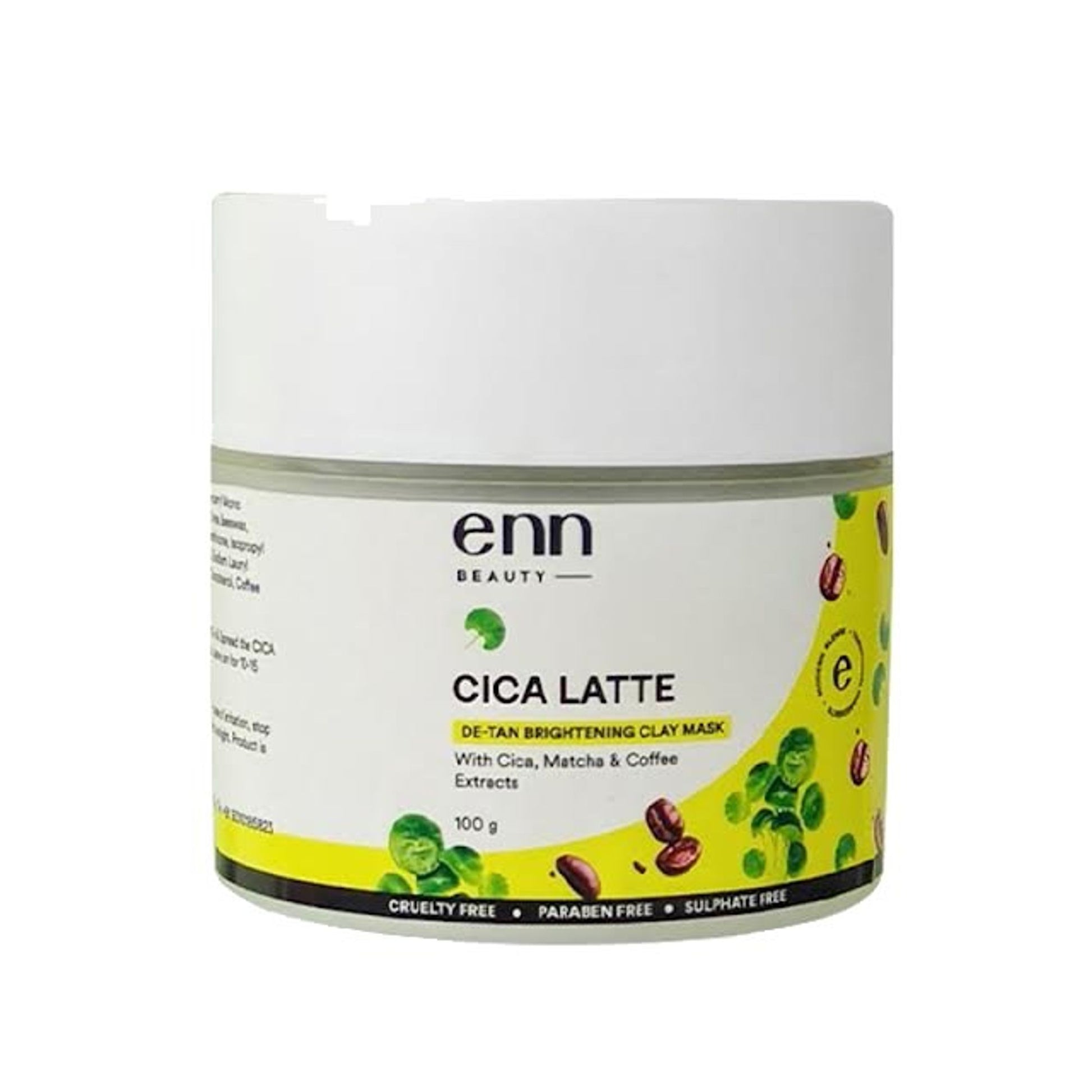 ENN Cica Latte De-Tan Clay Mask with Matcha, Coffee & Cica for Brightening & Oil Control