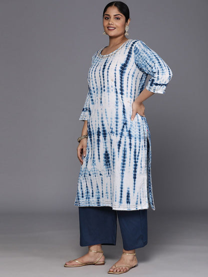 Indyancart VA Women'sPlus Size Dyed Regular Pure Cotton Kurta with Palazzos & Dupatta