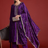 Dhiyona IE Floral Embroidered Sequinned Kurta With Trousers & Dupatta