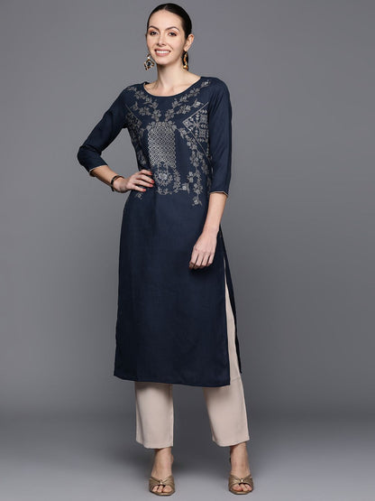 Indyancart IE Geometric Foil Printed Kurta