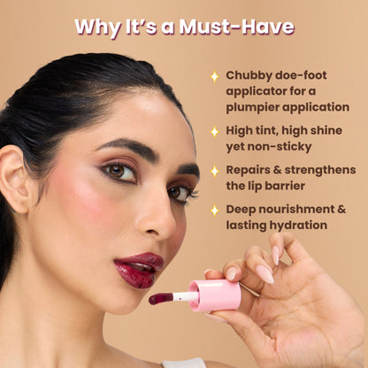 The Skin Diet Company Lip Barrier Tint To Hydrate & Plump Dry, Pigmented Lips - Wine Crush