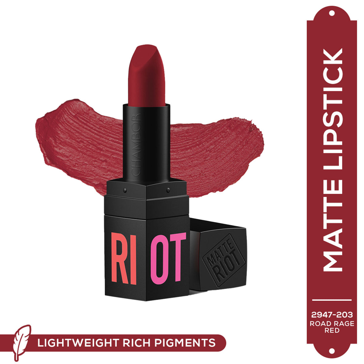 Chambor Matte Riot Lipstick Make up - 203 Road Rage Red