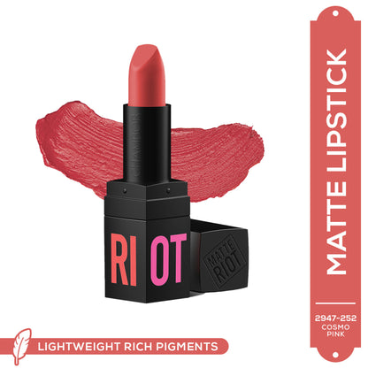 Chambor Matte Riot Lipstick Make up - 252 Cosmo Pink