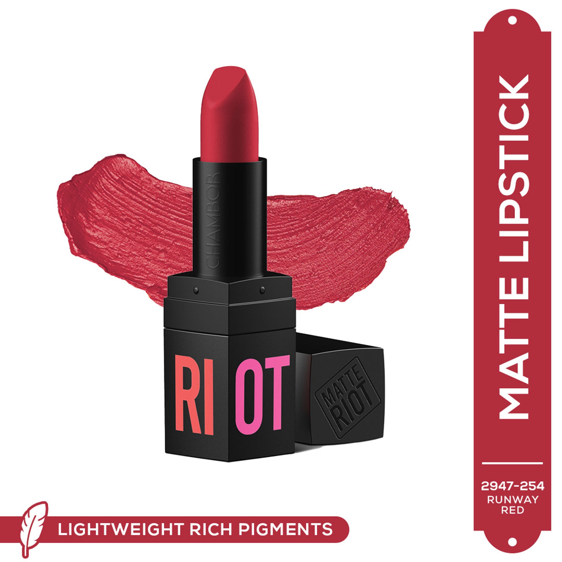 Chambor Matte Riot Lipstick Make up - 254 Runway Red