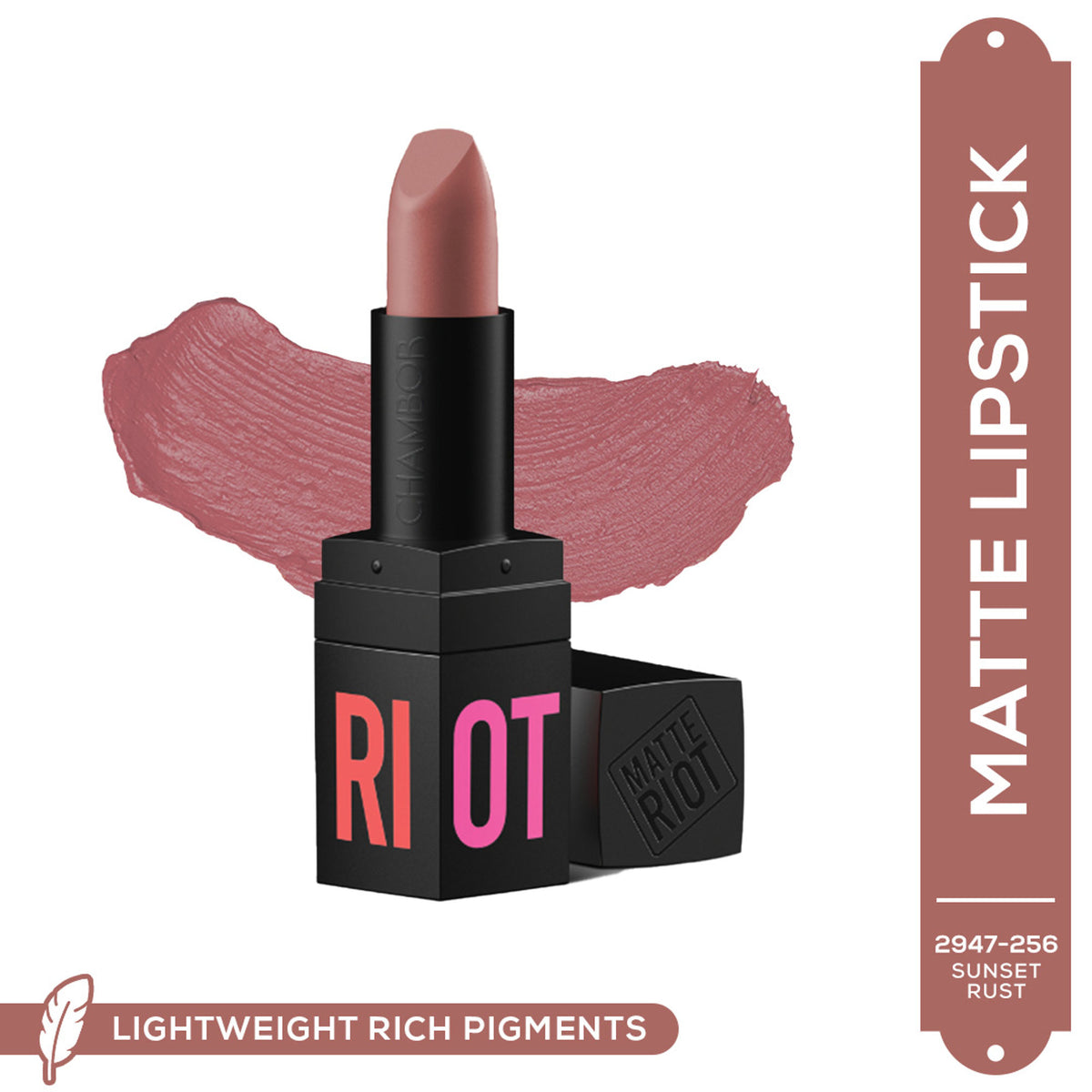 Chambor Matte Riot Lipstick Make up - 256 Sunset Rust