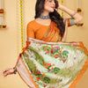 Dhiyona GR Women's Mastani Kesar Orange Zari Paithani Silk Saree