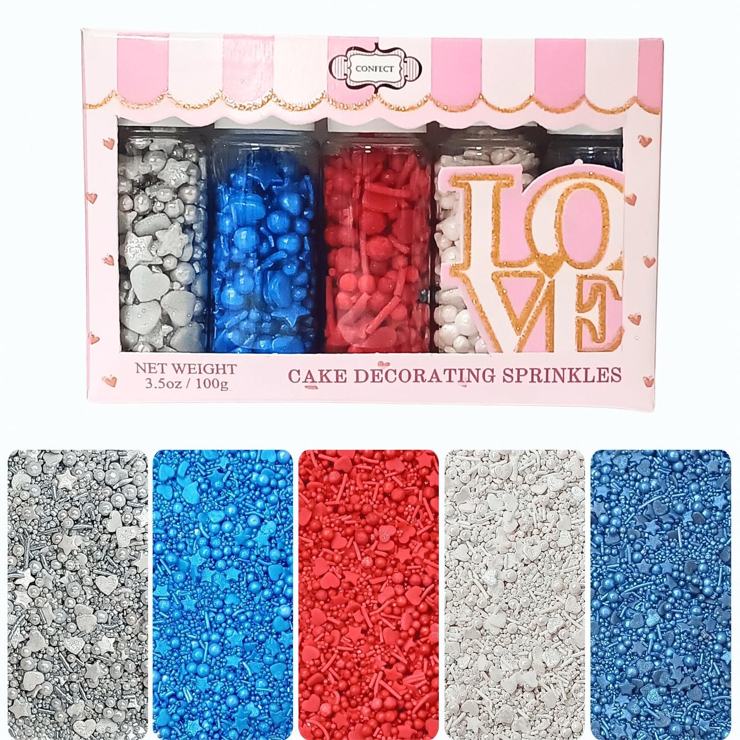 Confect Mix Red, White & Blue Sprinkles | Marvelous Mix Patriotic Sprinkles