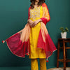 Dhiyona SN Women's Embroidered Round Neck Straight Kurta With Trousers & Dupatta