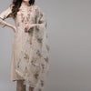 Dhiyona IE Women Beige Floral Embroidered Regular Kurta with Trousers & With Dupatta
