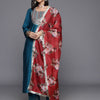 Indyancart VA Women's Embroidered Yoke Design Regular Sequinned Kurta With Trousers & Dupatta