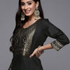 Dhiyona IE Women Black Ethnic Motifs Yoke Design Kurta with Palazzos