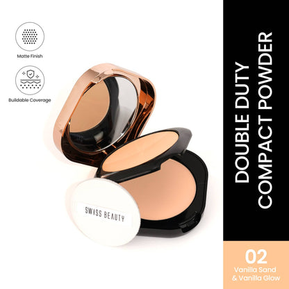 Swiss Beauty Double Duty Compact Powder - 2 Vanilla Sand And Vanilla Glow