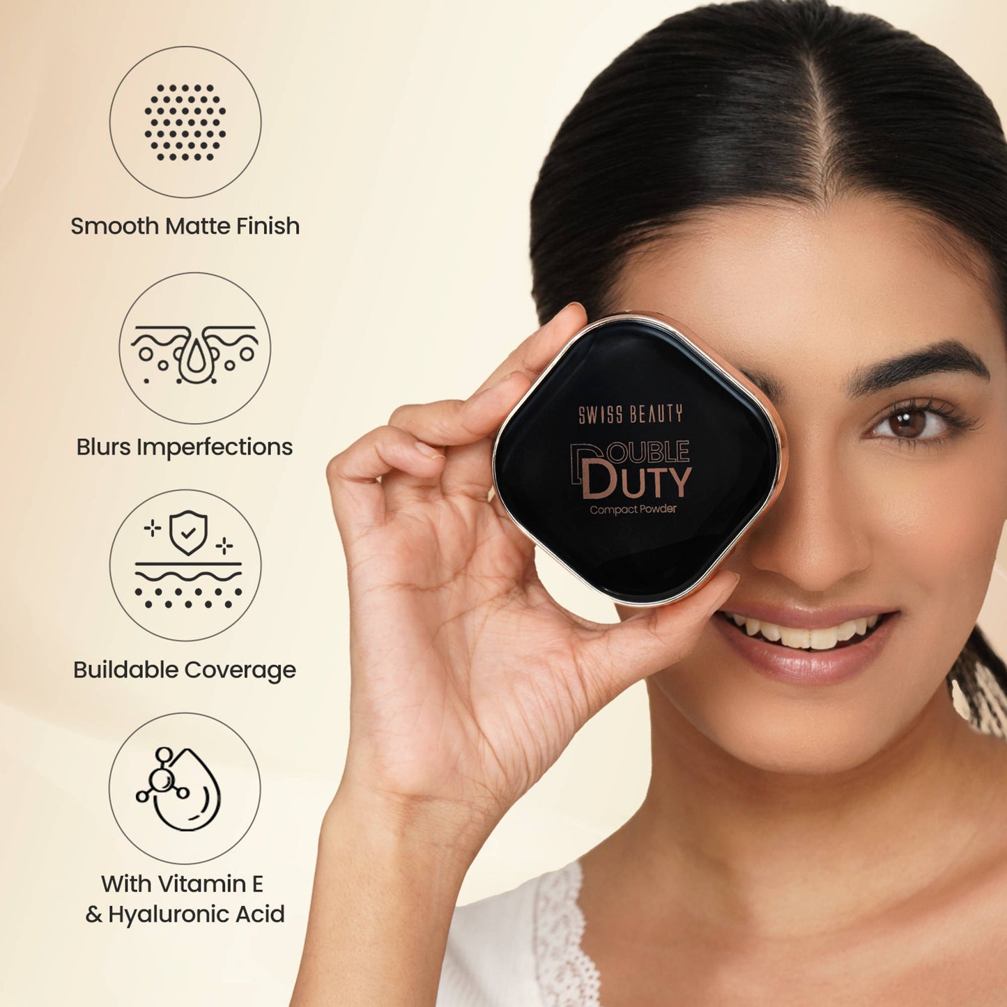 Swiss Beauty Double Duty Compact Powder - 3 Medium Honey And Golden Honey