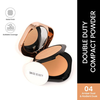 Swiss Beauty Double Duty Compact Powder - 4 Amber Dusk And Radiant Dusk