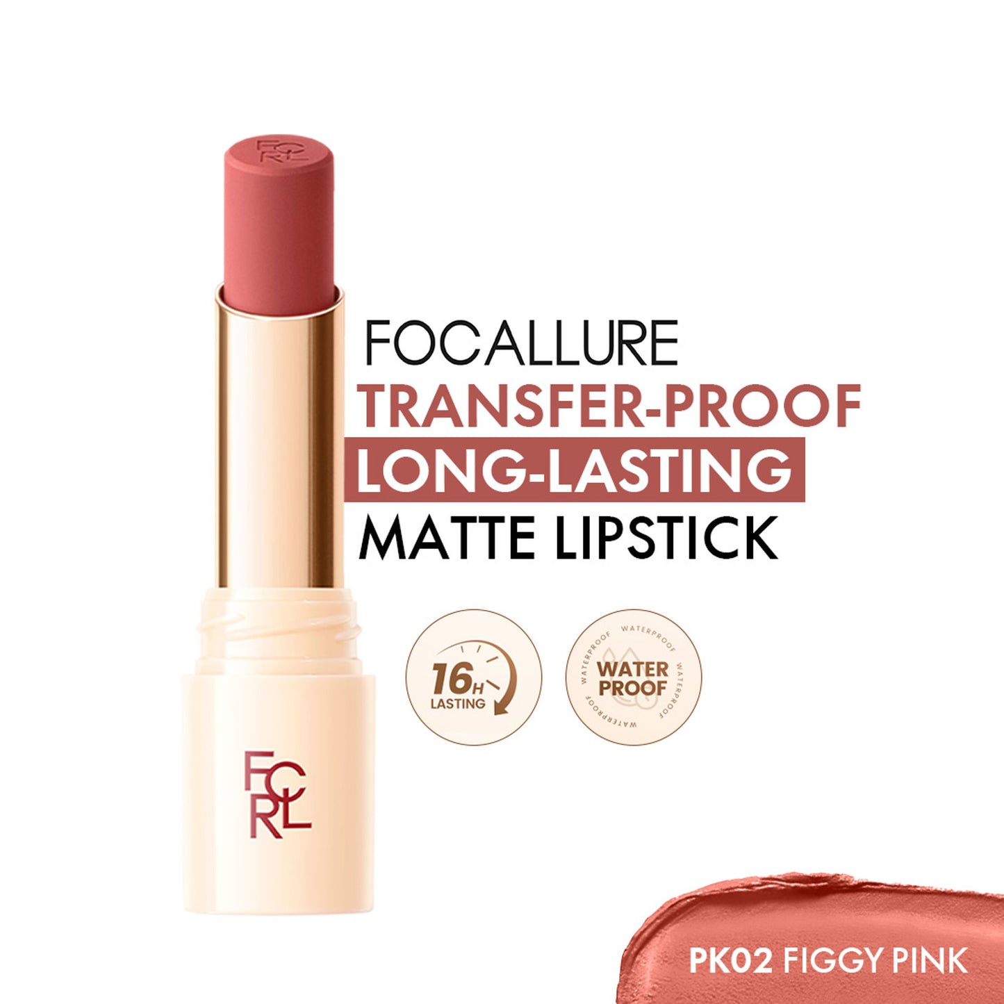 Focallure Lasting Matte Lipstick - Hot Pk02 Figgy Pink
