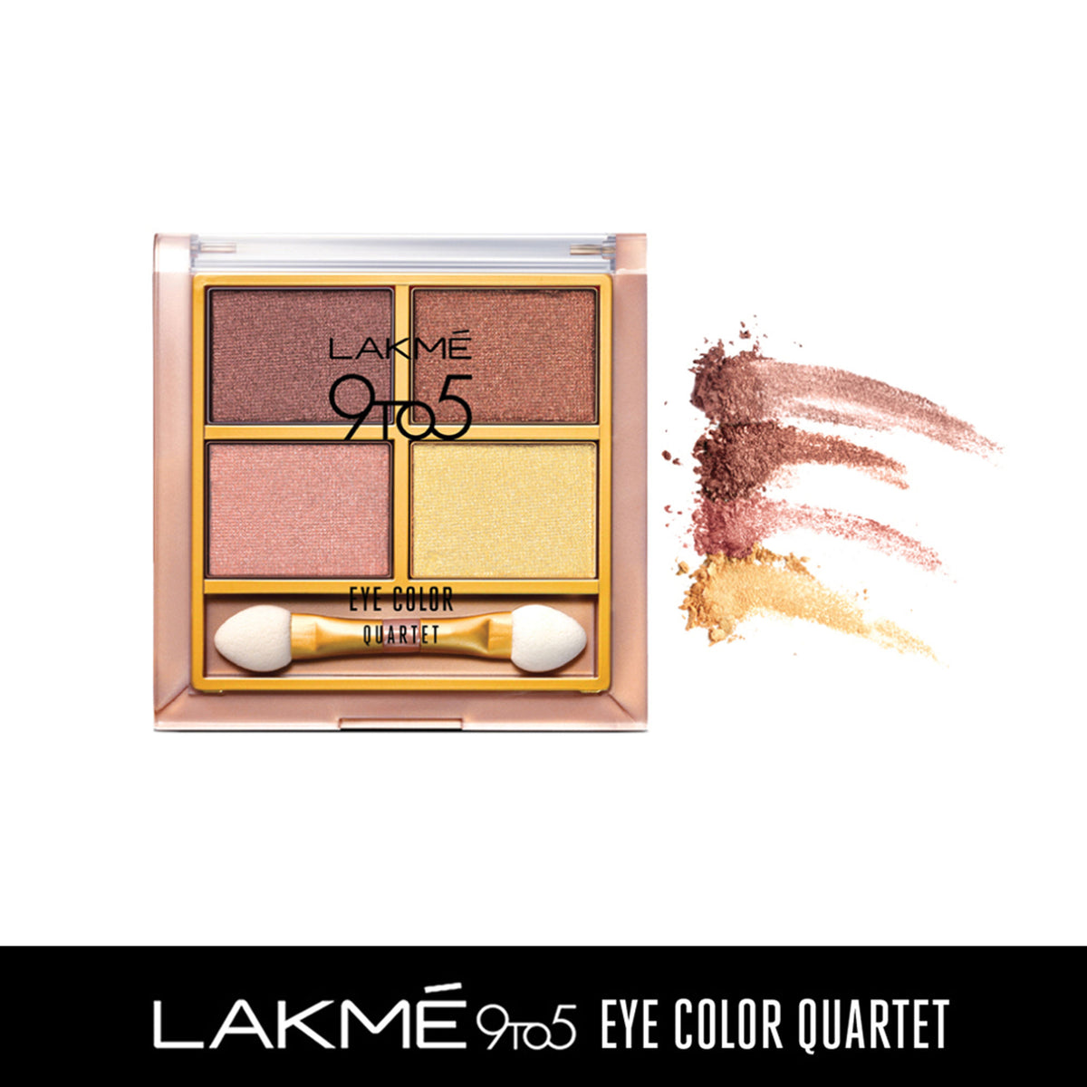 Lakme 9 to 5 Eye Color Quartet eyeshadow palette in Desert Rose with four shades in a compact for versatile eye makeup.