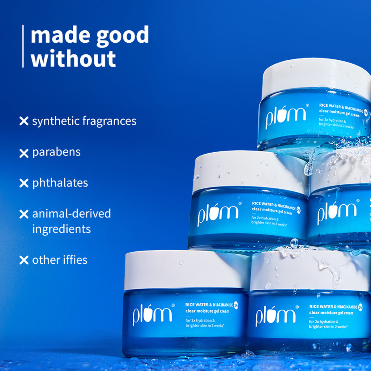 Plum 2% Niacinamide & Rice Water Moisturiser - Lightweight Gel Cream For Oil-Free Hydration