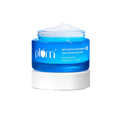 Plum 2% Niacinamide & Rice Water Moisturiser - Lightweight Gel Cream For Oil-Free Hydration