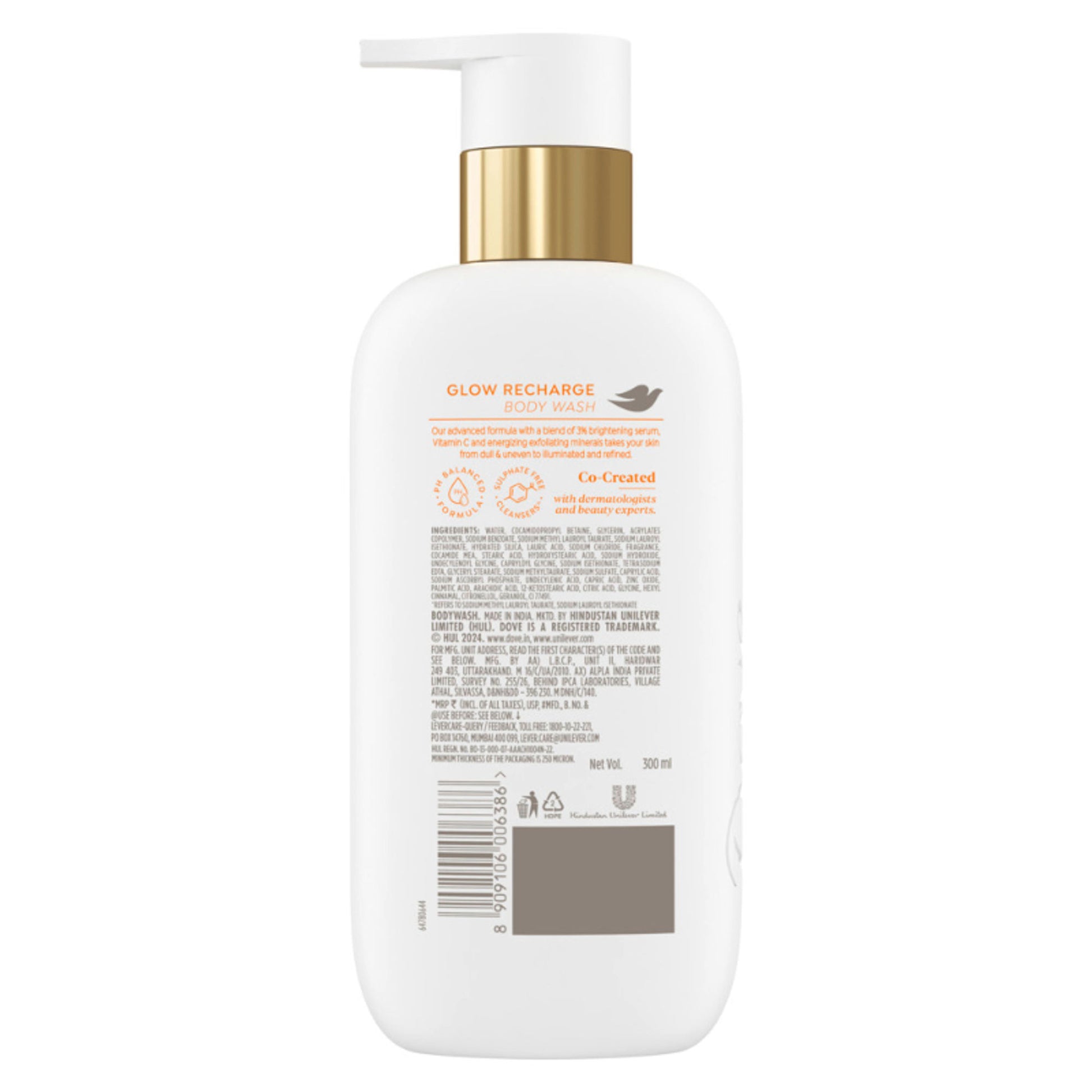 Dove 3% Brightening Serum + Vitamin C Glow Recharge Serum Body Wash