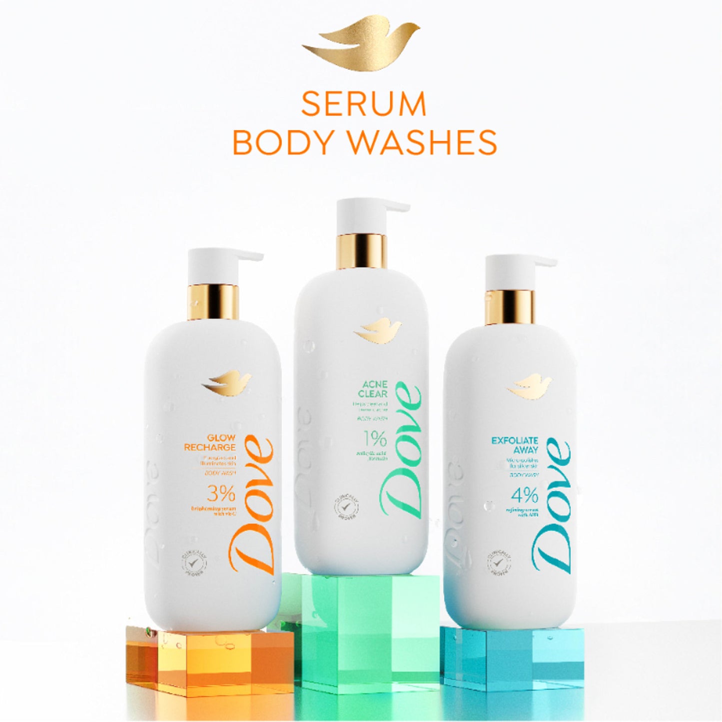 Dove 3% Brightening Serum + Vitamin C Glow Recharge Serum Body Wash