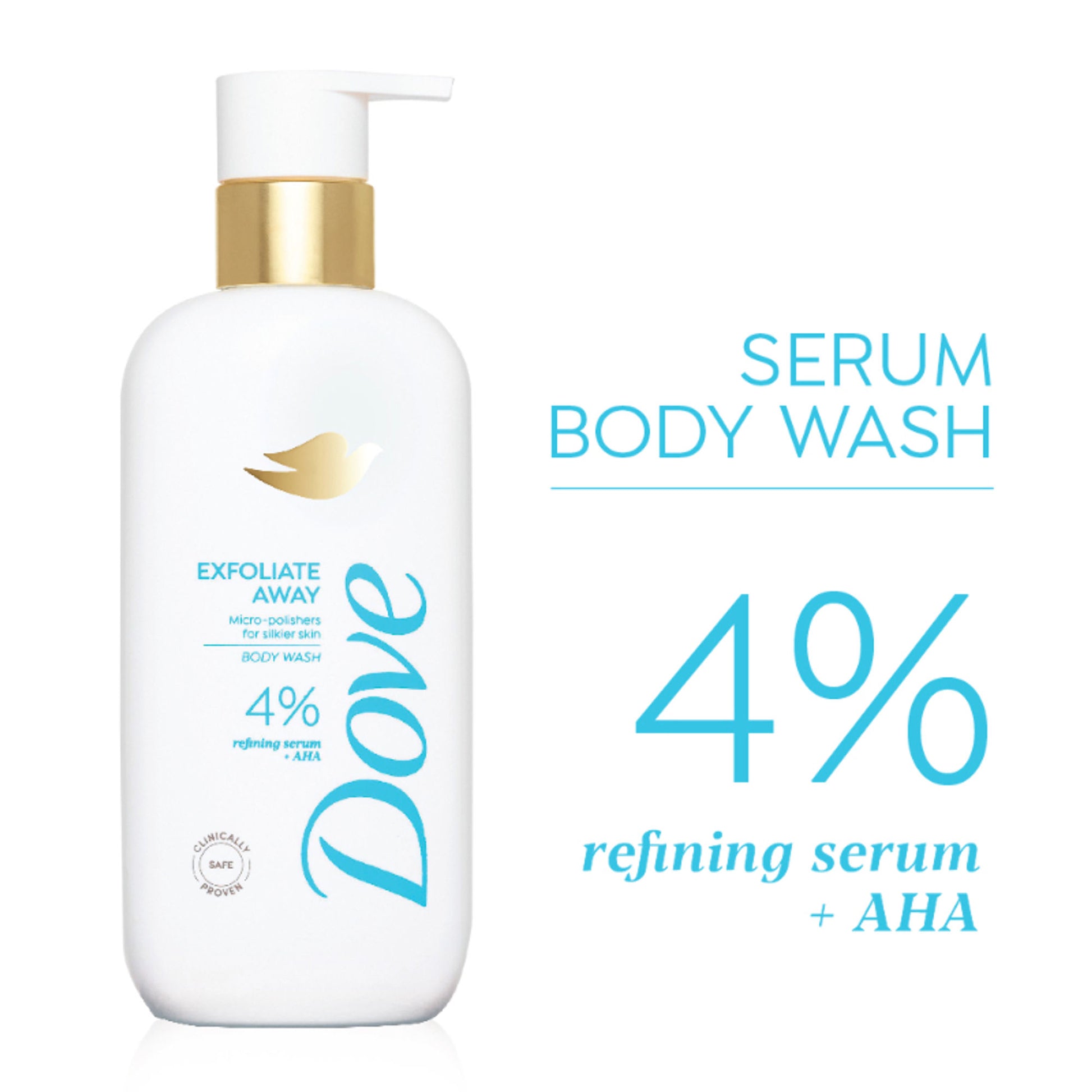 Dove 4% Refining Serum + AHA Exfoliate Away Serum Body Wash