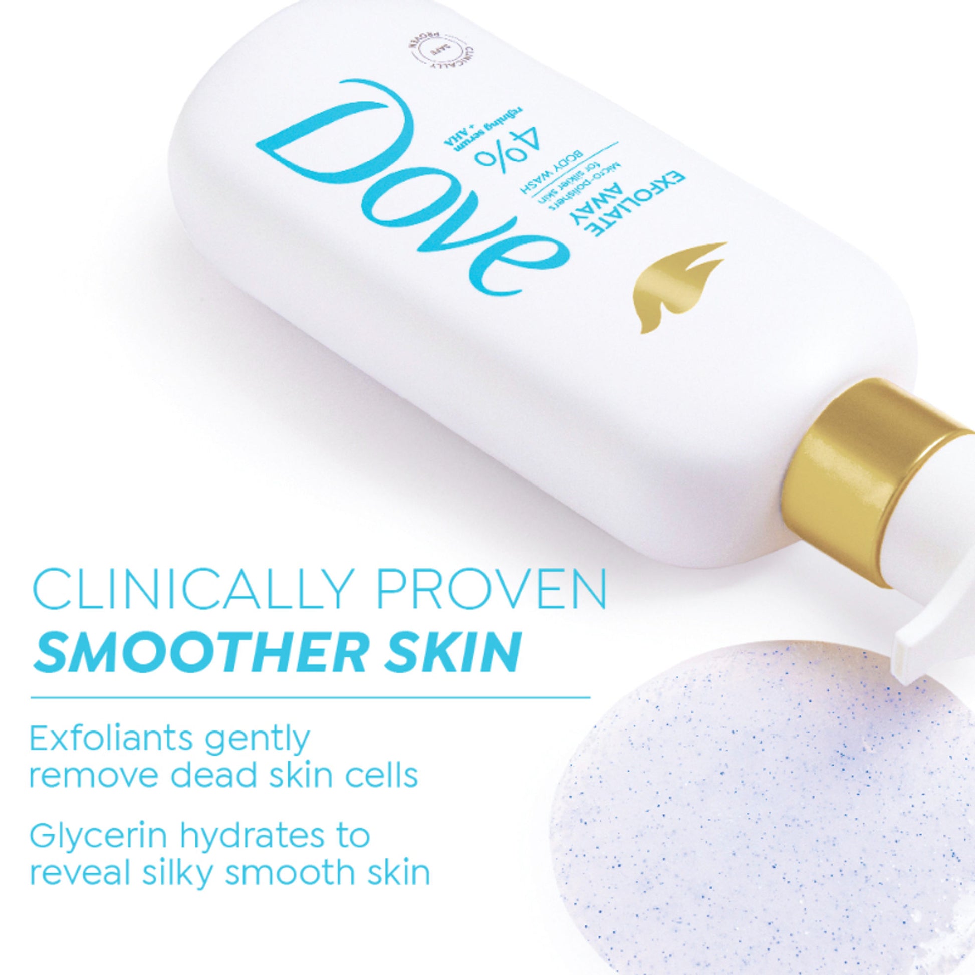 Dove 4% Refining Serum + AHA Exfoliate Away Serum Body Wash