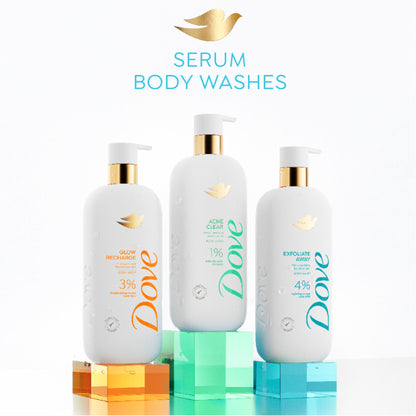 Dove 4% Refining Serum + AHA Exfoliate Away Serum Body Wash