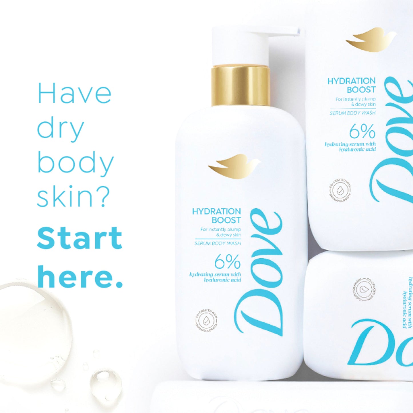 Dove 6% Hydrating Serum with Hyaluronic Acid Hydration Boost Bodywash