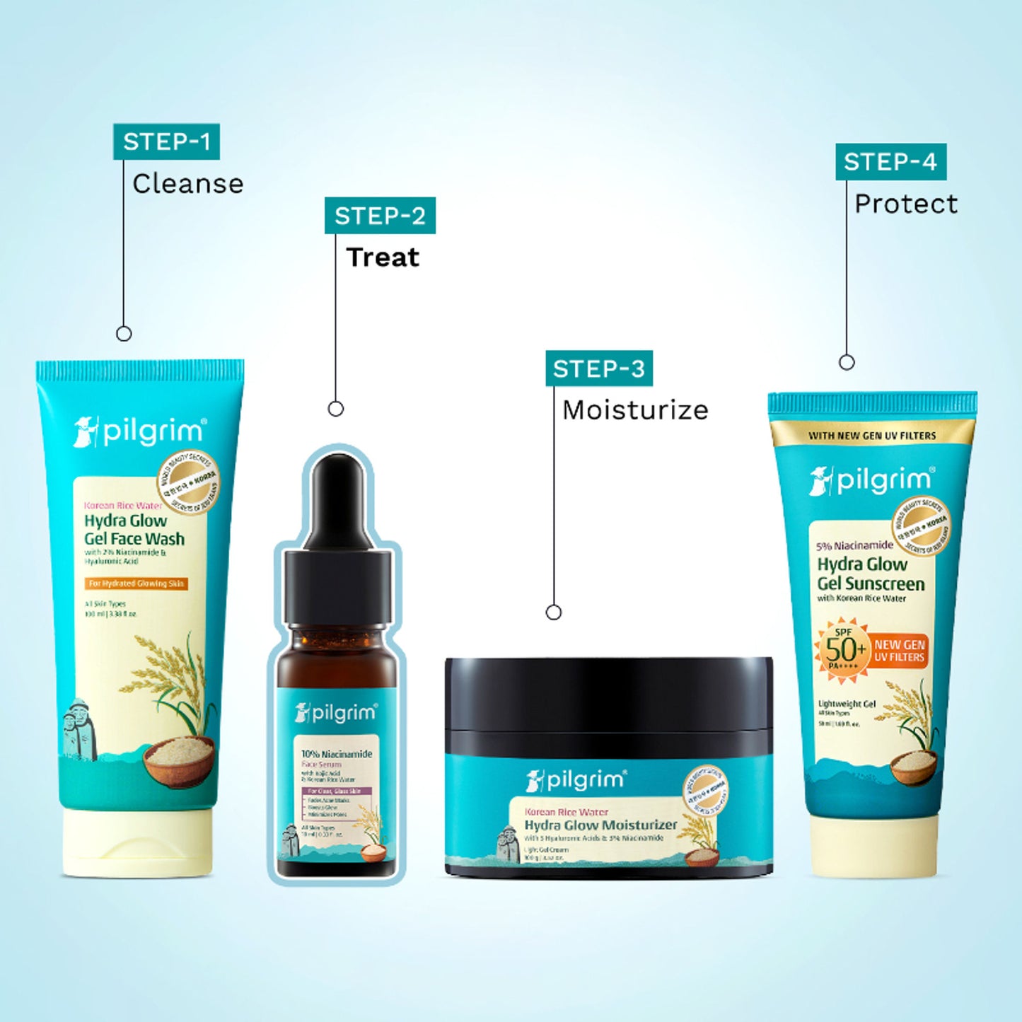 Pilgrim 10% Niacinamide with Kojic Acid & Korean Rice Water Face Serum For Clear Glass Skin Glow