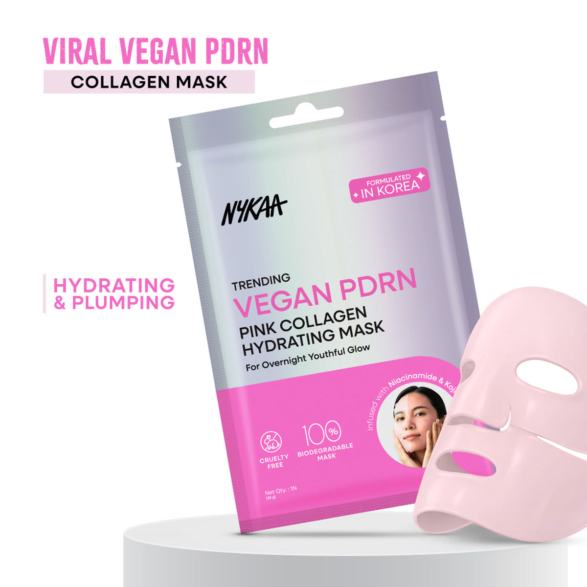Nykaa Skin Vegan Pdrn Pink Collagen Hydrating Overnight Glow Mask With Niacinamide & Kojic Acid