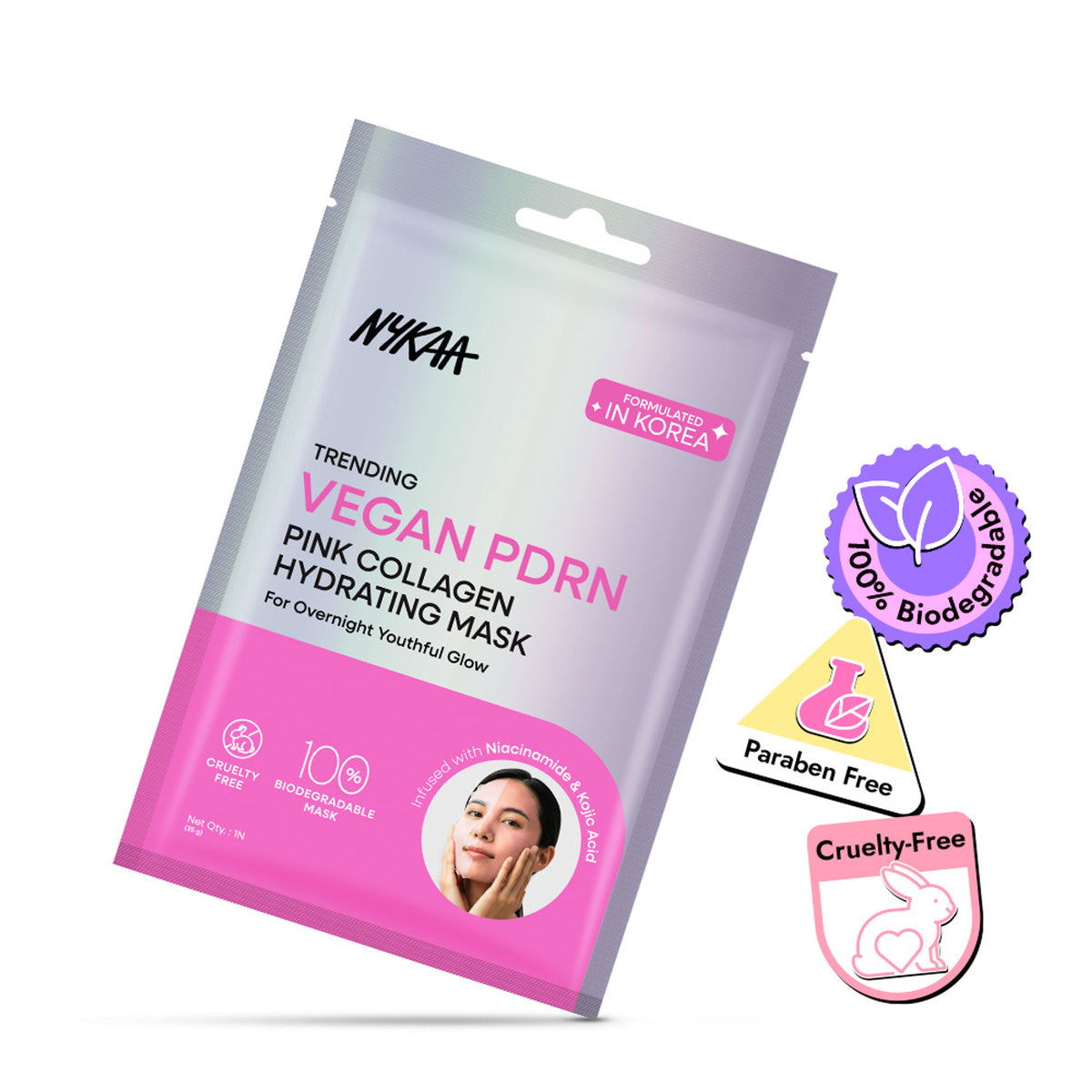 Nykaa Skin Vegan Pdrn Pink Collagen Hydrating Overnight Glow Mask With Niacinamide & Kojic Acid