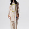 Women's Pearled Ivory Cotton Linen Co-ord Set
