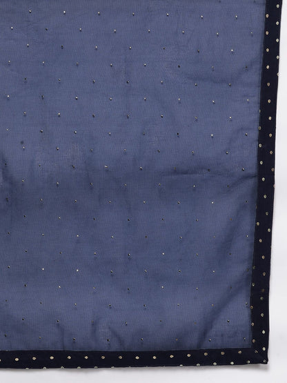 Dhiyona IE Women Embroidered Thread Work Chanderi Silk Kurta with Trousers & With